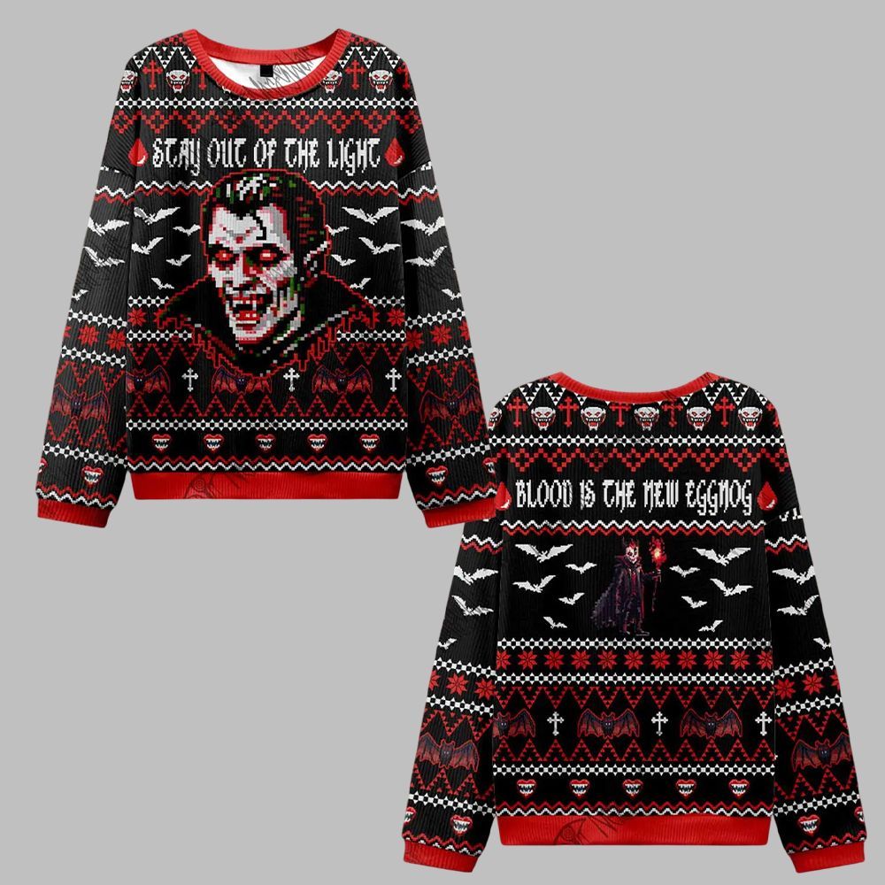 Stay Out Of The Light Blood Ugly Sweater 2025 Christmas - Grishko.com