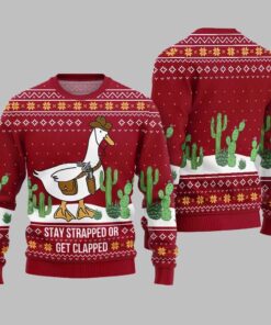 Alternative view of Stay Strapped Or Get Clapped Ugly Sweater Christmas 2025