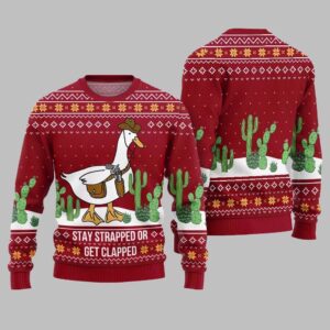 Alternative view of Stay Strapped Or Get Clapped Ugly Sweater Christmas 2025 - Grishko.com