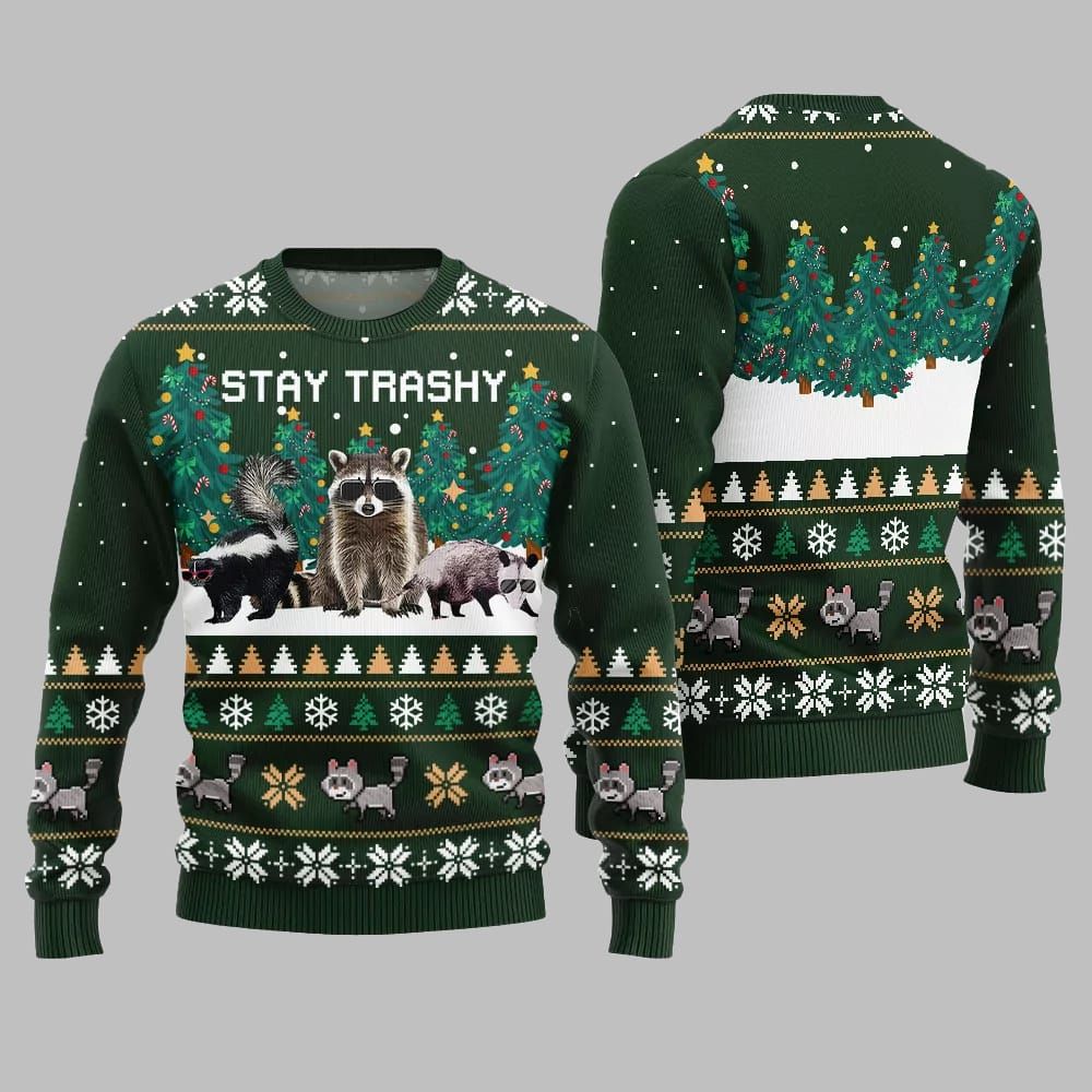 Stay Trashy Critter Ugly Sweater Christmas 2025 - Grishko.com