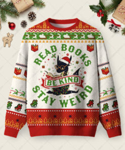 Stay Weird Ugly Christmas Fuzzy Fleece Sweatshirt
