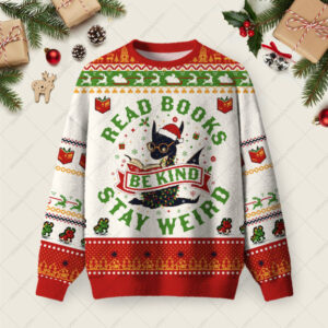 Stay Weird Ugly Christmas Fuzzy Fleece Sweatshirt