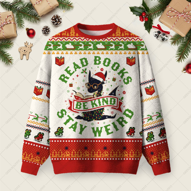 Stay Weird Ugly Christmas Fuzzy Fleece Sweatshirt