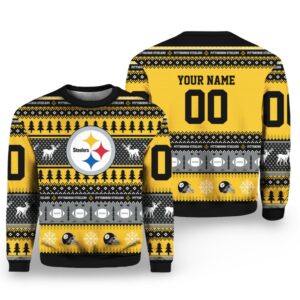 Alternative view of Steelers Football 2025 Ugly Christmas Sweater - Grishko.com