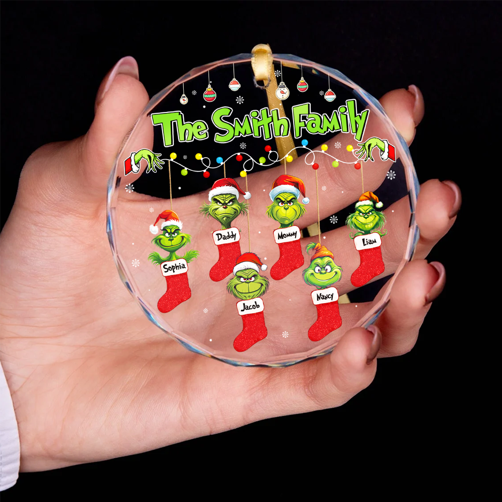 Alternative view of Stocking Family Ornament - Green Monster Kids - Personalized Gifts For Family