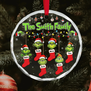 Stocking Family Ornament - Green Monster Kids - Personalized Gifts For Family