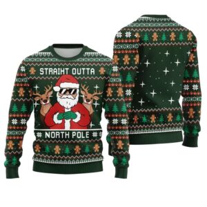 Straight Outta North Pole Santa Christmas Sweater - Grishko.com