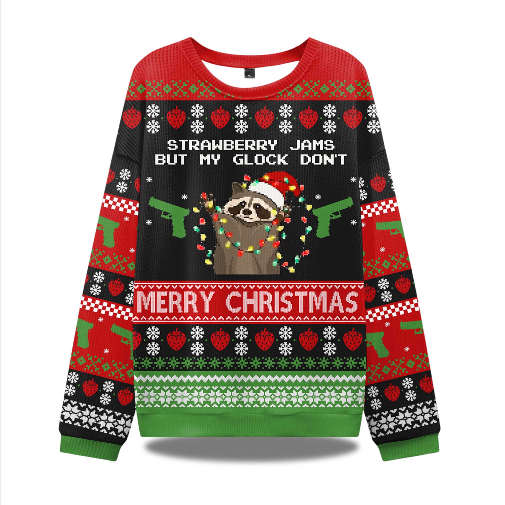 Strawberry Jams But My Glock Don't Merry Christmas Ugly Sweater