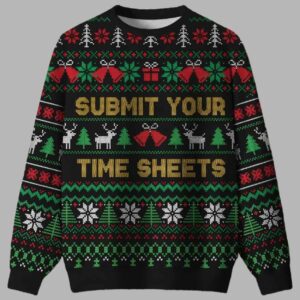 Alternative view of Submit Your Time Sheets Ugly Christmas Sweater - gullprint.com