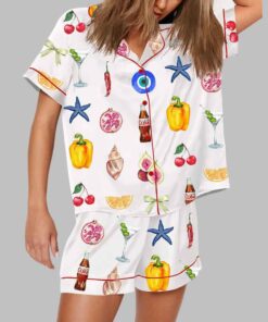 Summer Aesthetic Collage Pattern Pajama Set
