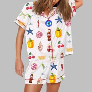 Summer Aesthetic Collage Pattern Pajama Set