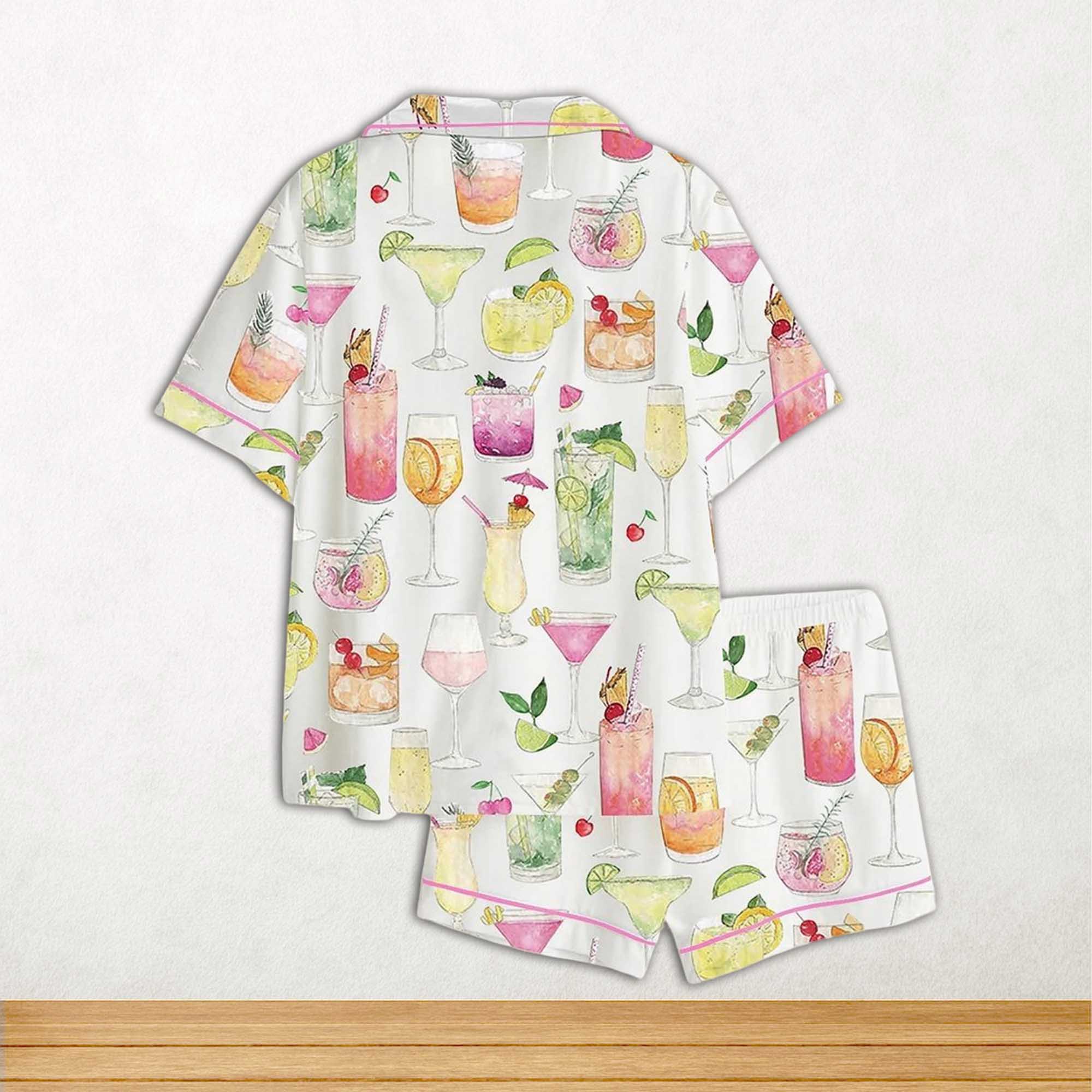 Alternative view of Summer Cocktail Wine Lovers Old Fashioned Short Sleeve Satin Pajama Set For Women