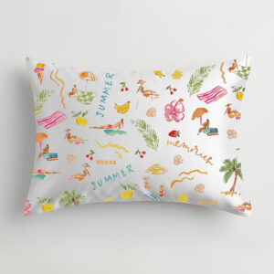 Summer Memories Fruity Cocktails Tropical Trees Sandy Beaches Satin Pillowcase