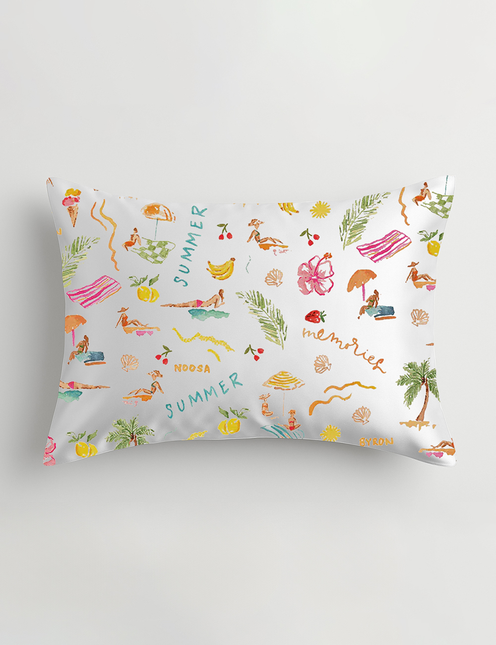 Summer Memories Fruity Cocktails Tropical Trees Sandy Beaches Satin Pillowcase