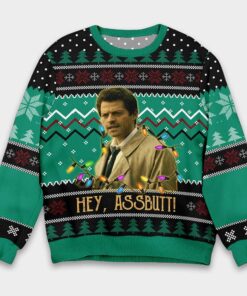 Supernatural Misha Collins Castiel Hey Assbutt Ugly Christmas Sweater