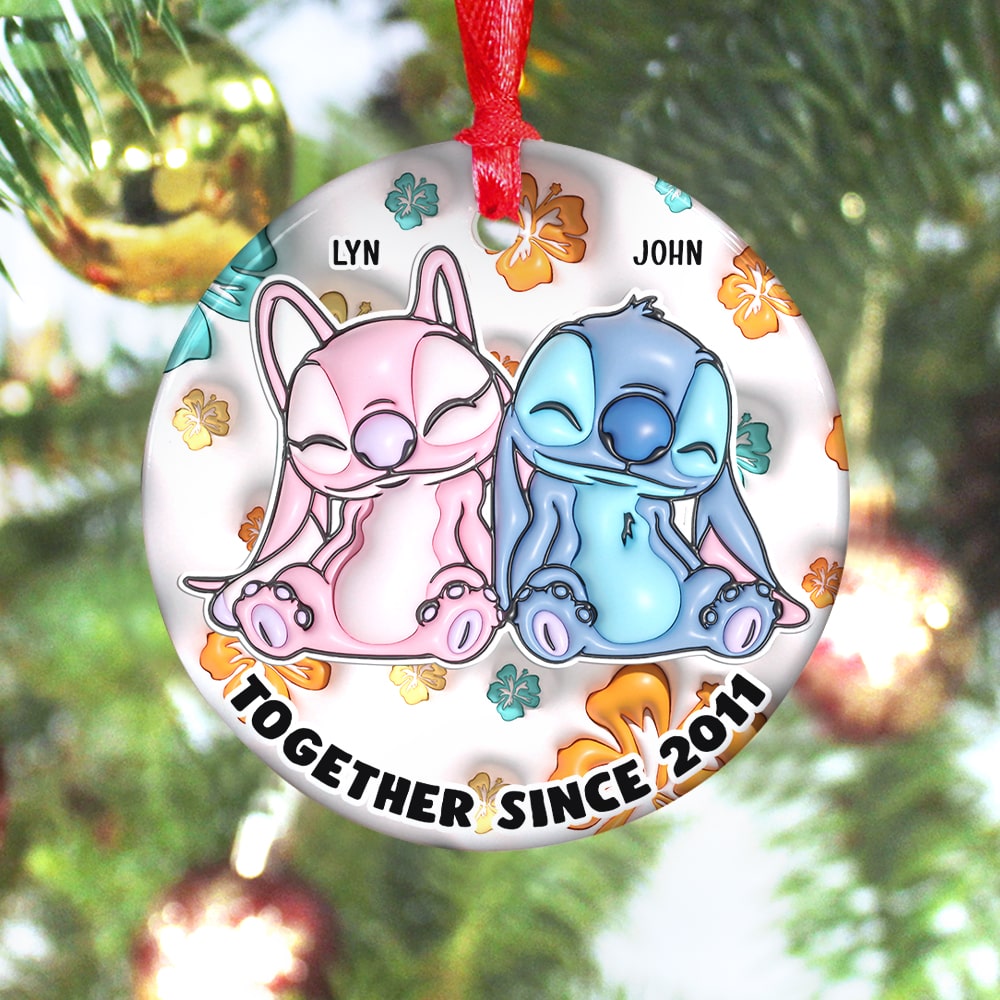 Sweet Cartoon Couple, Personalized 03NAPU261023 Ornament, Gift For Christmas - Image 3