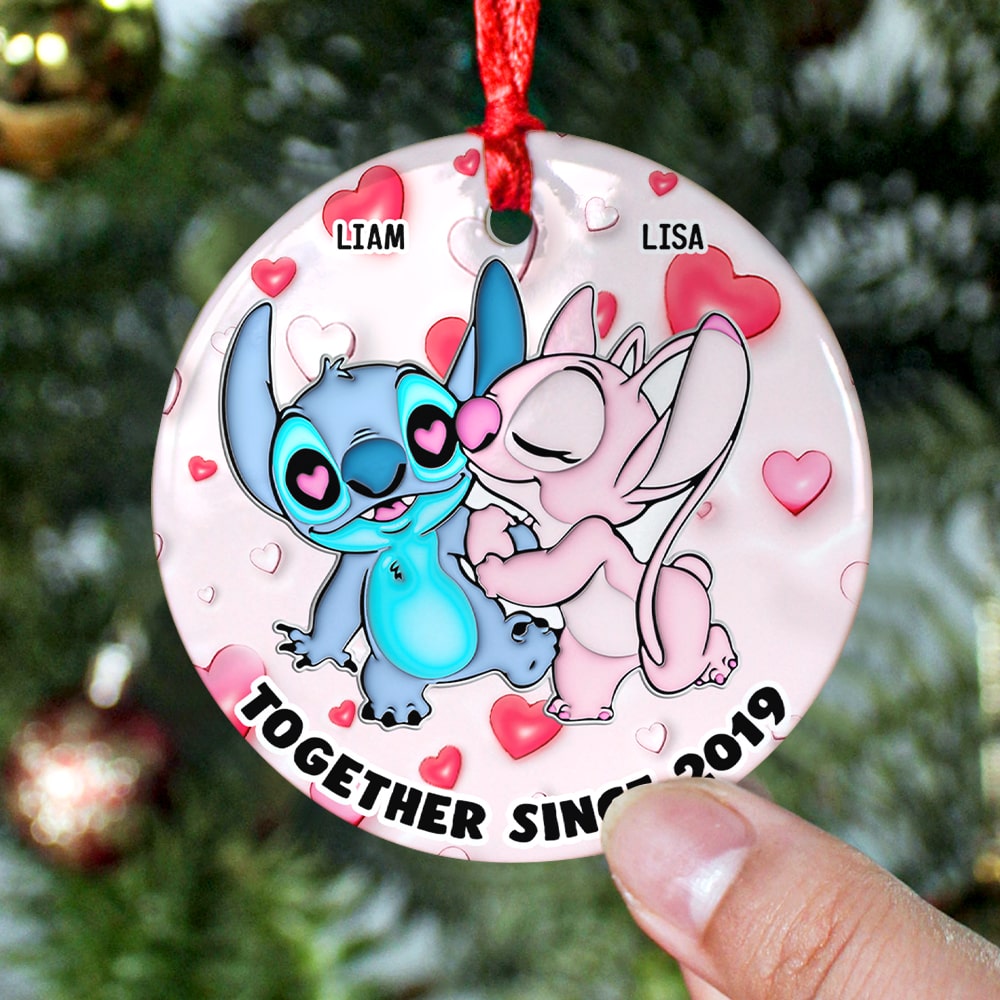 Sweet Cartoon Couple, Personalized 03NAPU261023 Ornament, Gift For Christmas - Image 4