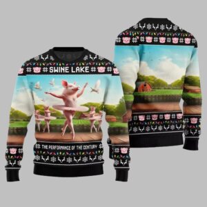 Alternative view of Swine Lake the Performance Of The Century Ugly Christmas Sweater - Grishko.com