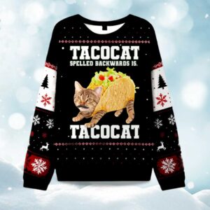Tacocat Spelled Backwards Is Tacocat Ugly Christmas Sweater