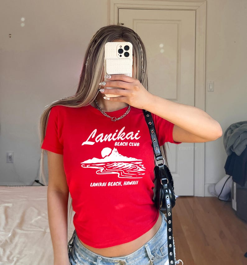 Lanikai Beach Club Crotop, Y2K Shirt, Retro Hawaii Coconut Girl Top, Summer Crop Top
