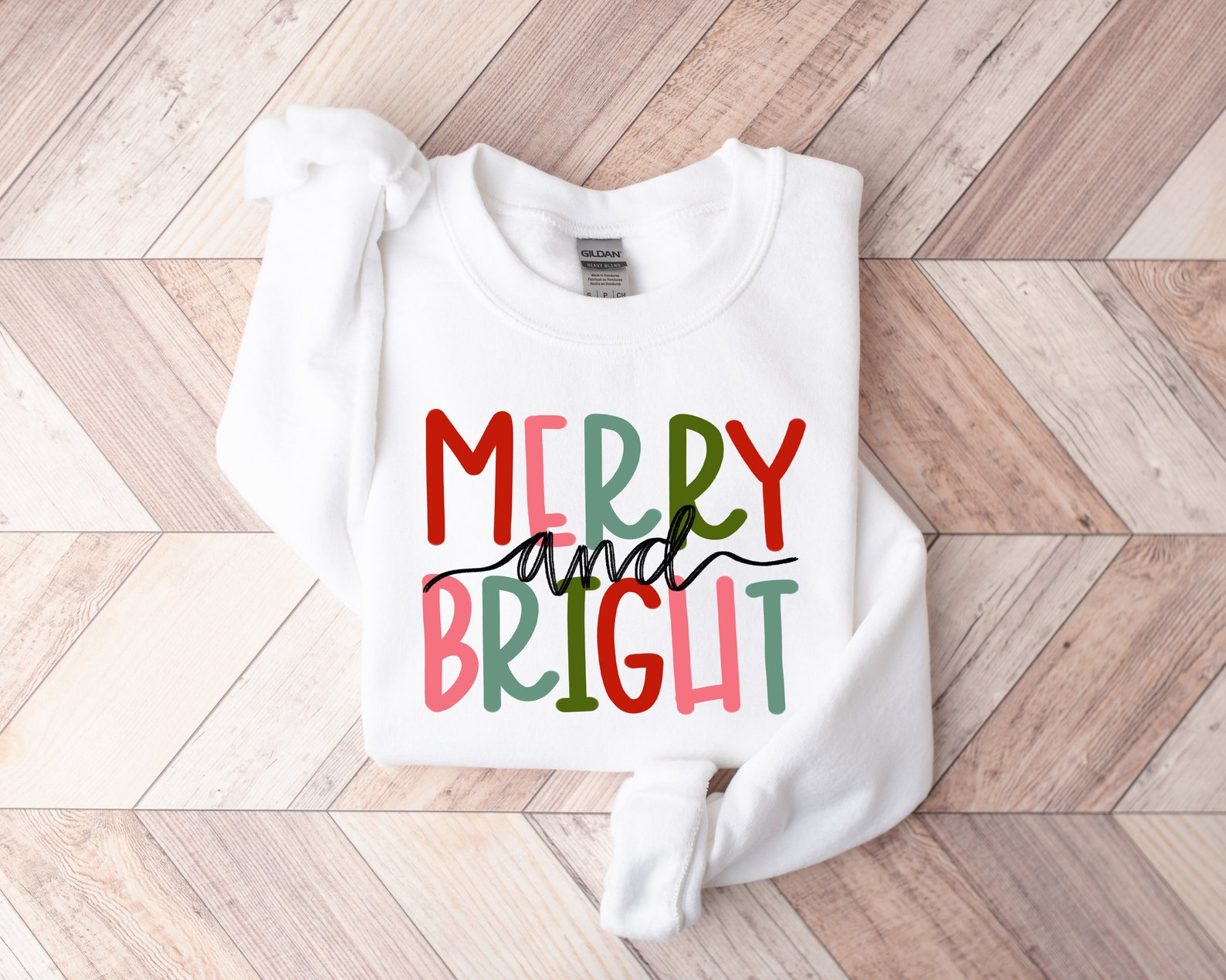 Merry and Bright Sweatshirt, Christmas Hoodie, Family Christmas Sweater - Image 2