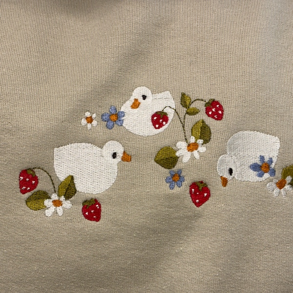 Strawberry Duck Embroidered Crewneck - Image 4