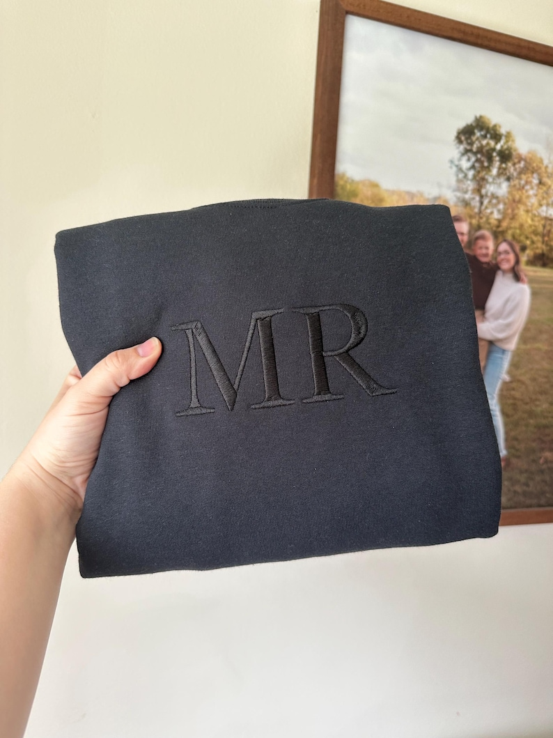 Mr and Mrs embroidered crewneck sweatshirts, husband wife matching, honeymoon wedding outfit - Image 3