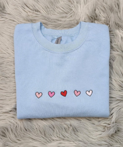 Alternative view of Embroidered Mini Hearts Crewneck, Elegant Valentine's Sweatshirt