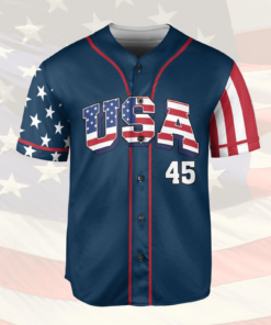 Alternative view of Personalized Patriotic Jersey, 4th Of July Baseball Jersey, American Flag Baseball Jersey