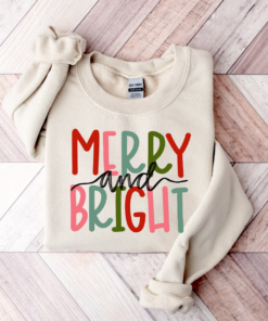 Merry and Bright Sweatshirt, Christmas Hoodie, Family Christmas Sweater