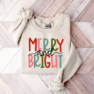 Merry and Bright Sweatshirt, Christmas Hoodie, Family Christmas Sweater