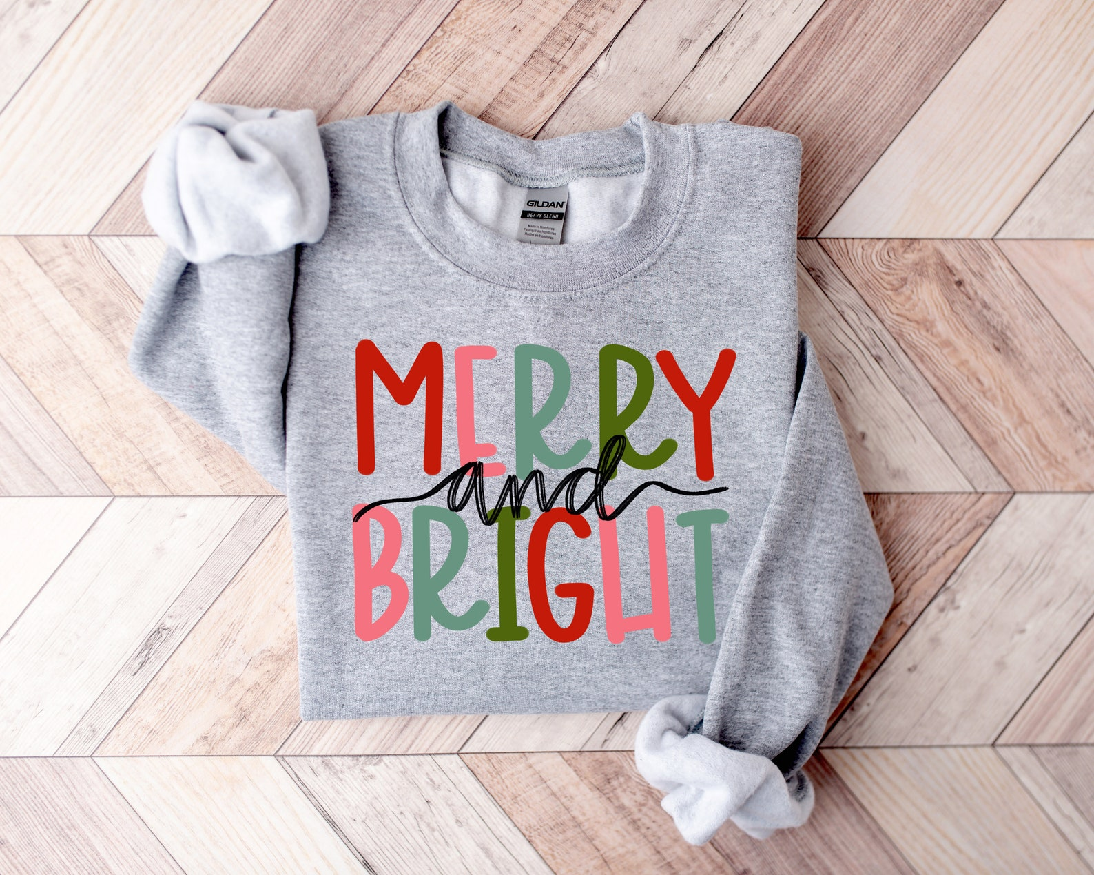 Merry and Bright Sweatshirt, Christmas Hoodie, Family Christmas Sweater - Image 3