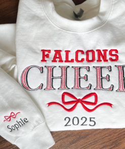 Alternative view of Personalized Embroidered Bow Cheer Sweater, Senior Coquette Custom Name Crewneck Hoodie