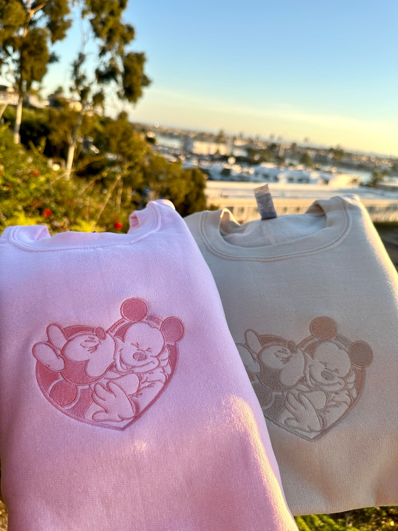 Embroidered Couple's Sweetheart Sweatshirt, Disney Holiday Matching Sweatshirt