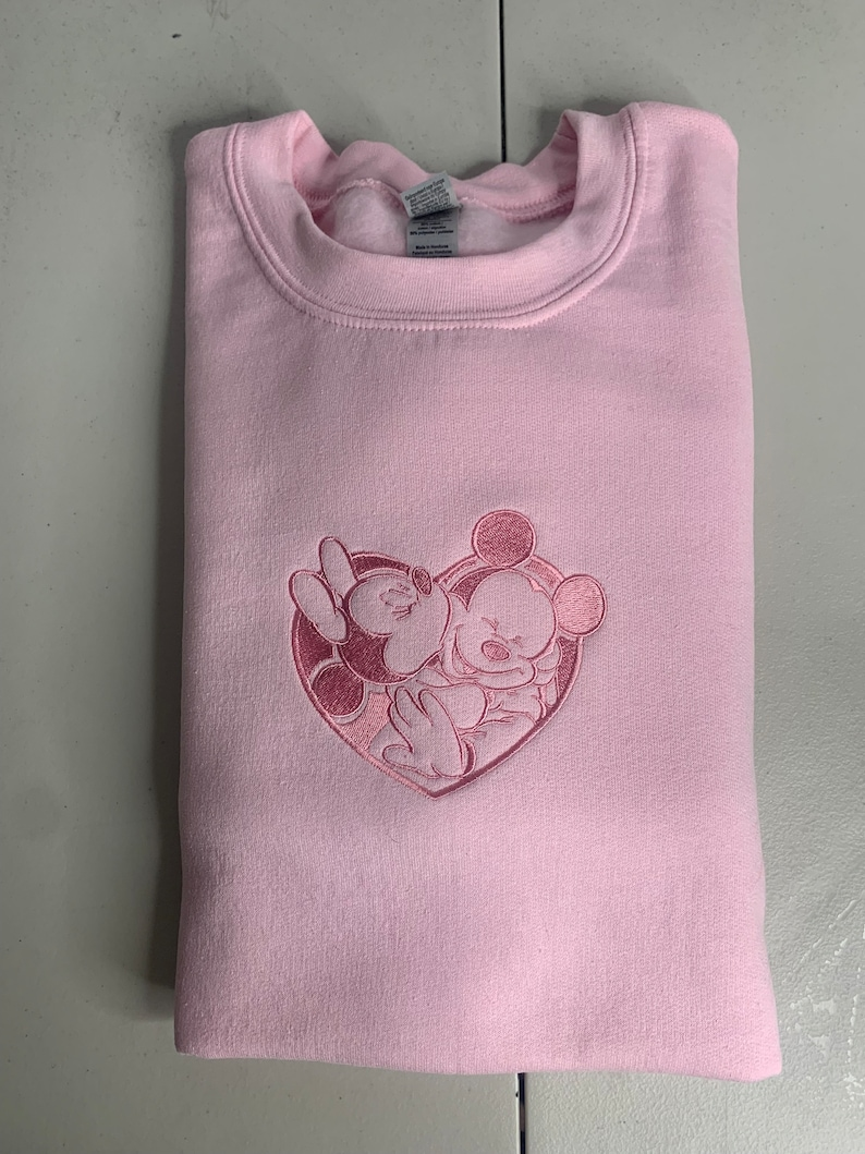 Embroidered Couple's Sweetheart Sweatshirt, Disney Holiday Matching Sweatshirt - Image 3