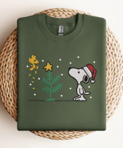 Alternative view of Snoopy Christmas Embroidered Sweatshirt, Cute Dog Christmas Embroidered Sweatshirt, Funny Friendship, Christmas Holiday Sweaters, Christmas Gift, Xmas Crewneck