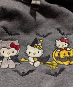 Alternative view of EMBROIDERED Hello Kitty Halloween, Cat Halloween Embroidery Sweatshirt, Halloween Gift, Pumpkin Season Merch