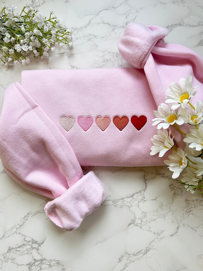 Embroidered Valentine Heart Sweatshirt, Vintage Valentine, Valentine Pullover, Valentine's Sweatshirt