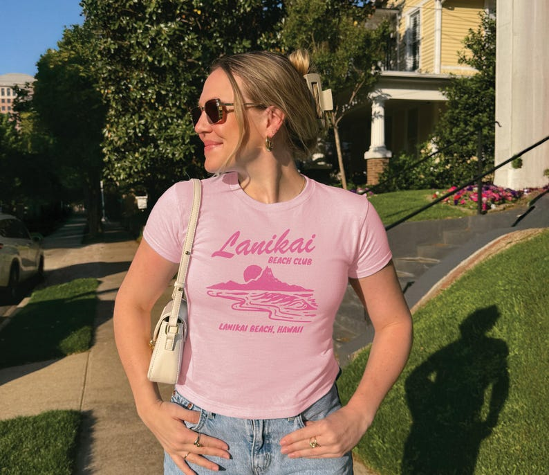 Lanikai Beach Club Crotop, Y2K Shirt, Retro Hawaii Coconut Girl Top, Summer Crop Top - Image 2