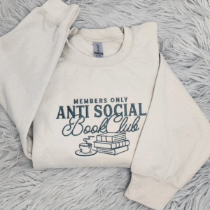 Anti Social Book Club Embroidered Crewneck, Book Club Merch, Anti Social Sweatshirt