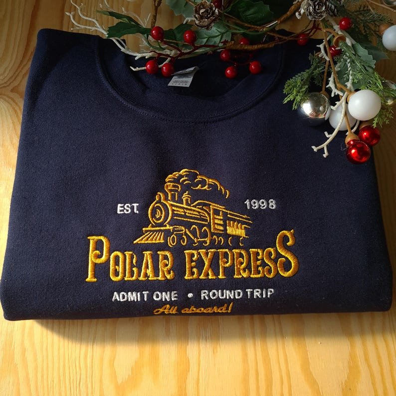 Polar Express Christmas Sweatshirt, Christmas Embroidered Sweatshirt, Polar Express Crewneck, Gift for Christmas - Image 3