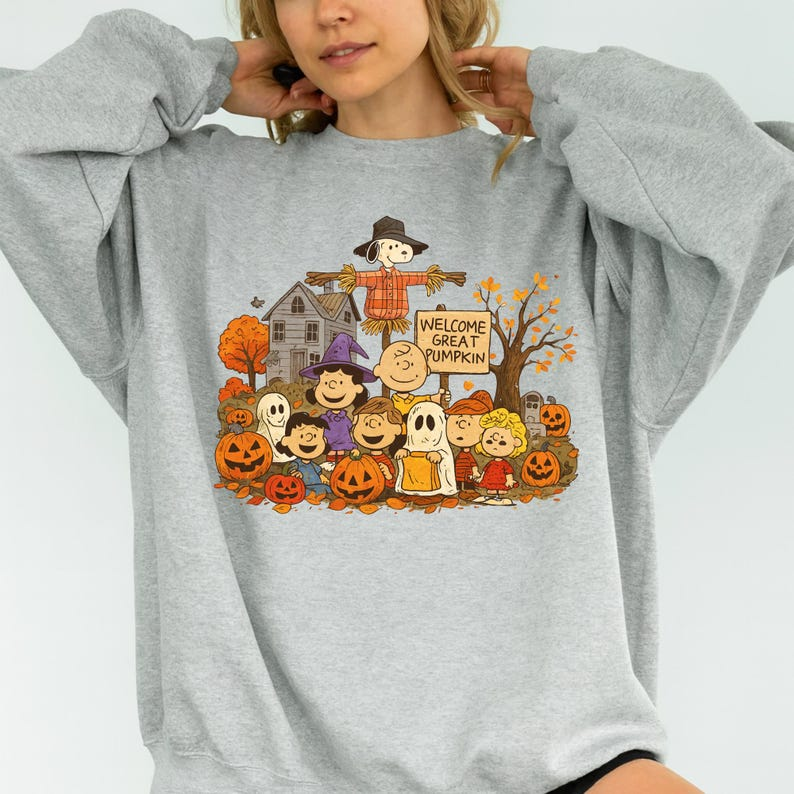 Peanuts Halloween Shirt, Snoopy Great Pumpkin Fall Crewneck, Charlie Brown Tee - Image 2