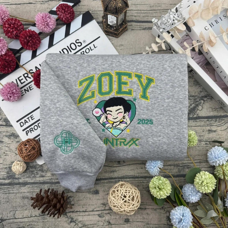 KPOP Band Huntrix Embroidered Sweatshirt, Huntrix Embroidered Hoodie, Rumi Zoey Mira, Derpy, Derpy Tiger Demon Hunters, Gift For Kpop Fan - Image 4