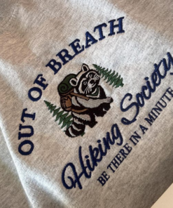 Alternative view of Embroidered Hiking Sweatshirt: Funny Raccoon Crewneck, Nature Lover Gift