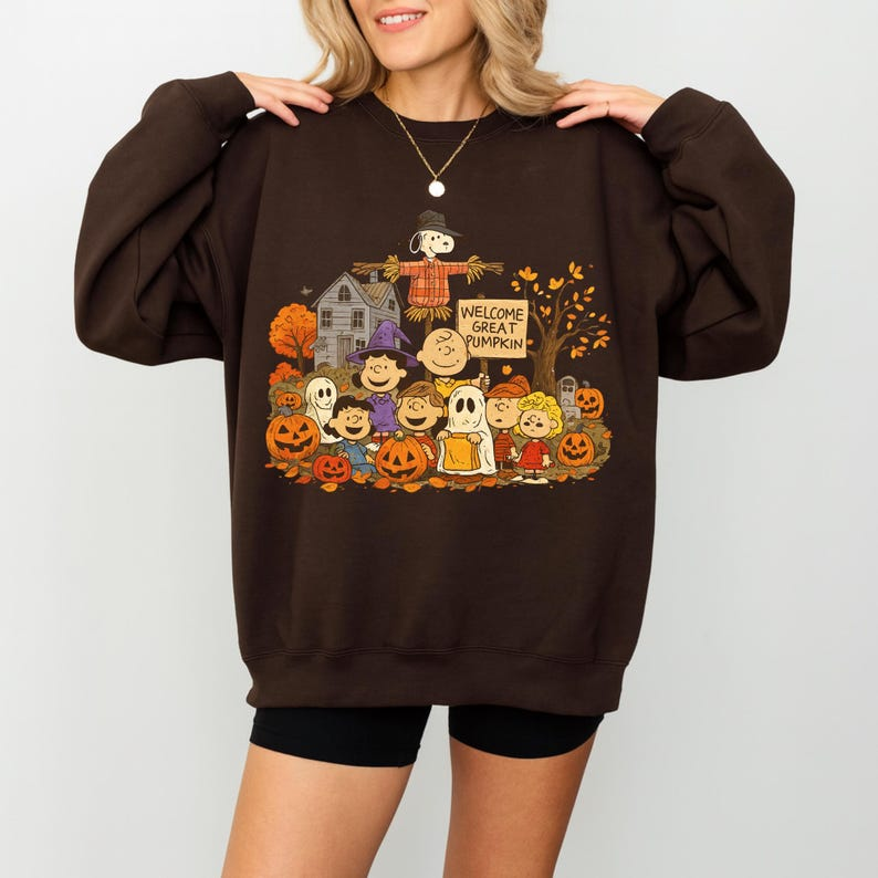 Peanuts Halloween Shirt, Snoopy Great Pumpkin Fall Crewneck, Charlie Brown Tee - Image 4