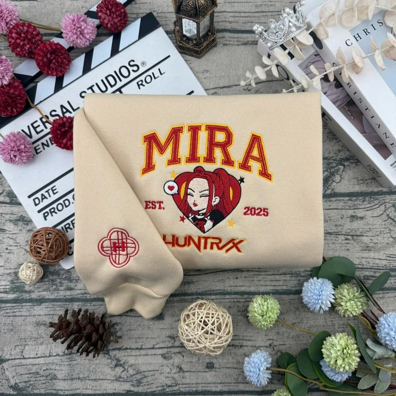 KPOP Band Huntrix Embroidered Sweatshirt, Huntrix Embroidered Hoodie, Rumi Zoey Mira, Derpy, Derpy Tiger Demon Hunters, Gift For Kpop Fan - Image 5