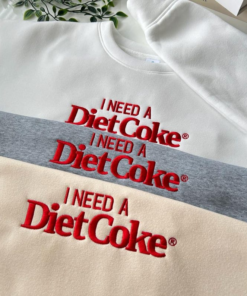 Embroidered I NEED A DIET COKE Sweatshirt, Embroidered Christmas Coke Crewneck, Xmas Gift Embroidered