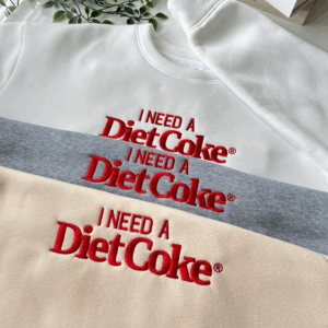 Embroidered I NEED A DIET COKE Sweatshirt, Embroidered Christmas Coke Crewneck, Xmas Gift Embroidered