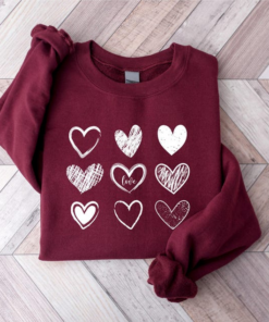 Alternative view of Womens Valentines Hearts Sweatshirt, Cute Valentine Sweatshirt, Love Hoodie, Valentines Day Sweatshirt