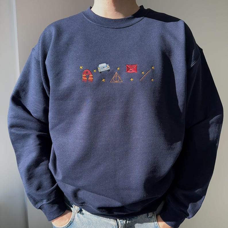 Embroidered Sweatshirt Wizard, Magic sweatshirt, School of Witchcraft and Wizardry Sweater - Image 2